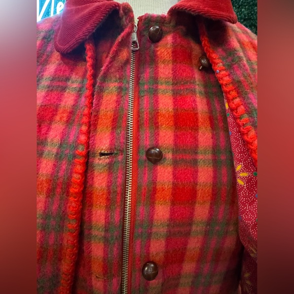 Vintage Oilily Red Plaid Button-Up & Zippered Coat - Picture 8 of 16